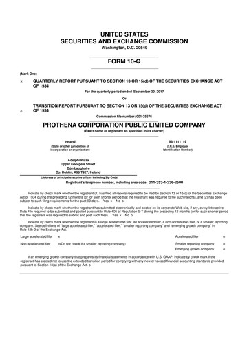 Thumbnail Prothena 10-Q Quarterly Report FY2017 