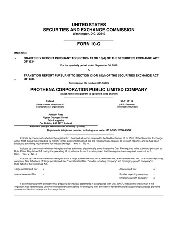 Thumbnail Prothena 10-Q Quarterly Report FY2018 