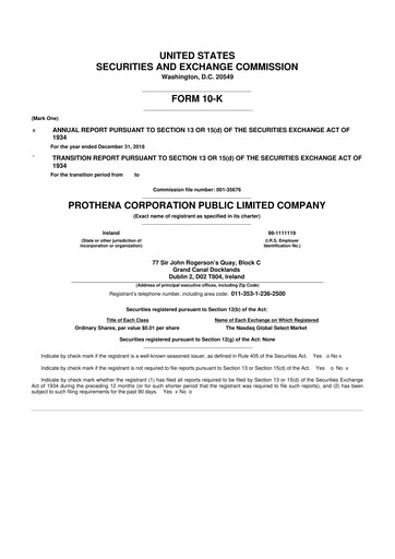 Vorschaubild Prothena 10-K Jahresbericht 2018