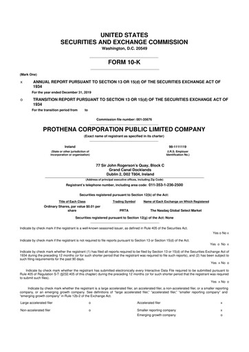 Vorschaubild Prothena 10-K Jahresbericht 2019