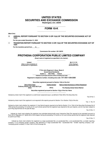 Vorschaubild Prothena 10-K Jahresbericht 2024