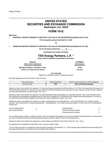 Thumbnail TXO Partners, L.P. 10-Q Quarterly Report FY2023 