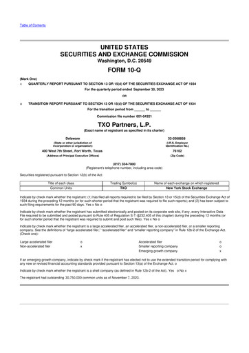 Thumbnail TXO Partners, L.P. 10-Q Quarterly Report FY2023 