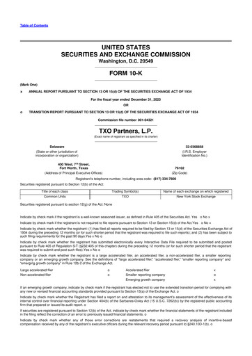 Thumbnail TXO Partners, L.P. 10-K Annual Report 2023