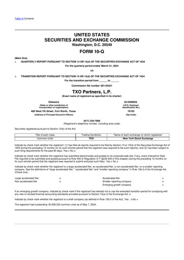Thumbnail TXO Partners, L.P. 10-Q Quarterly Report FY2024 