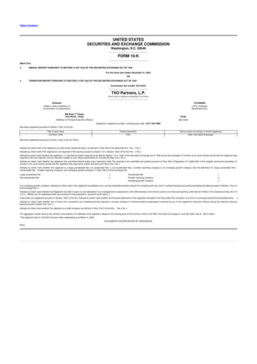 Thumbnail TXO Partners, L.P. 10-K Annual Report 2024