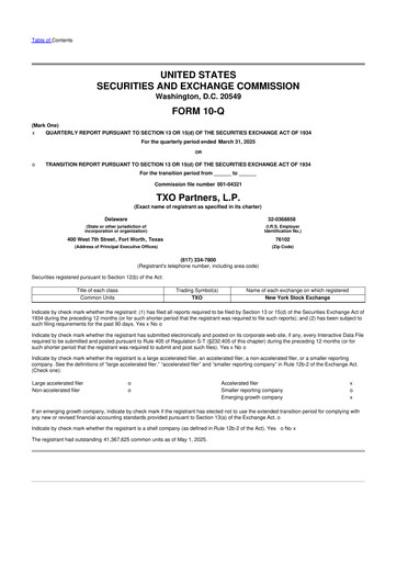 Thumbnail TXO Partners, L.P. 10-Q Quarterly Report FY2025 
