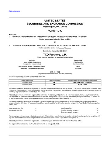 Thumbnail TXO Partners, L.P. 10-Q Quarterly Report FY2025 