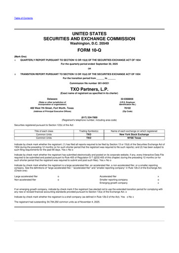 Thumbnail TXO Partners, L.P. 10-Q Quarterly Report FY2025 