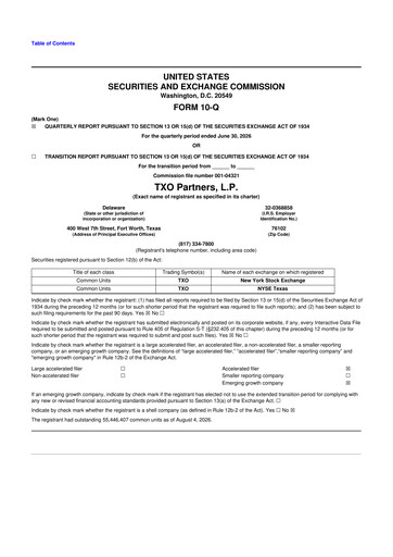 Vorschaubild TXO Partners, L.P. 10-Q Quartalsbericht 2026 