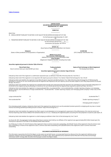 Thumbnail Airbnb 10-K Annual Report 2021