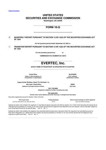 Thumbnail Evertec 10-Q Quarterly Report FY2020 