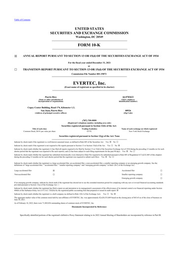 Thumbnail Evertec 10-K Annual Report 2021