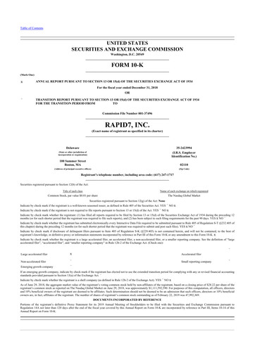 Thumbnail Rapid7 10-K Annual Report 2018