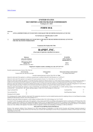 Thumbnail Rapid7 10-K Annual Report 2019