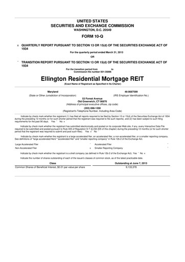 Vorschaubild Ellington Credit Company

 10-Q Quartalsbericht 2013 