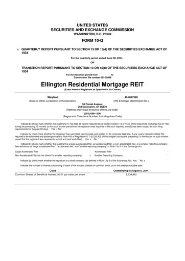 Vorschaubild Ellington Credit Company

 10-Q Quartalsbericht 2014 