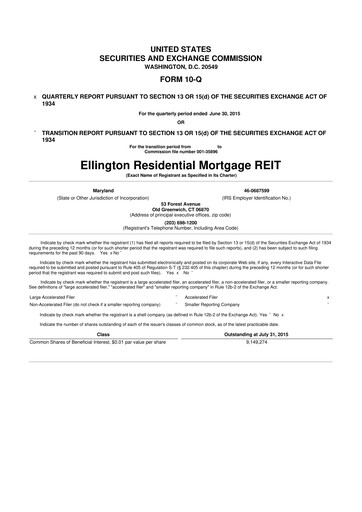 Vorschaubild Ellington Credit Company

 10-Q Quartalsbericht 2015 