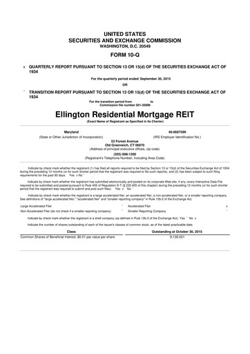 Vorschaubild Ellington Credit Company

 10-Q Quartalsbericht 2015 
