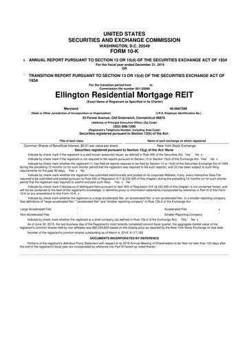 Thumbnail Ellington Credit Company

 10-K Annual Report 2015