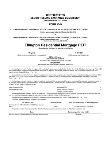 Vorschaubild Ellington Credit Company

 10-Q Quartalsbericht 2019 