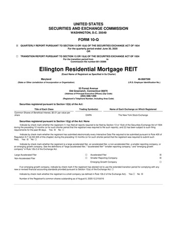 Vorschaubild Ellington Credit Company

 10-Q Quartalsbericht 2020 
