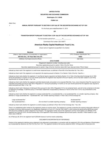 Thumbnail National Healthcare Properties 10-K Annual Report 2013