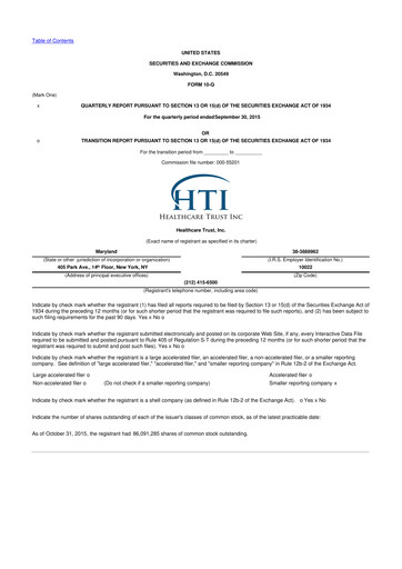 Thumbnail National Healthcare Properties 10-Q Quarterly Report FY2015 