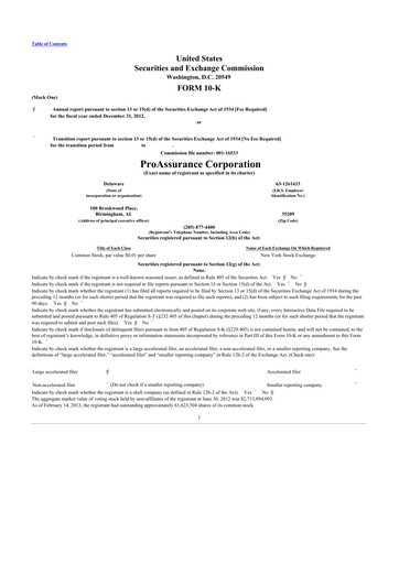 Thumbnail ProAssurance 10-K Annual Report 2012
