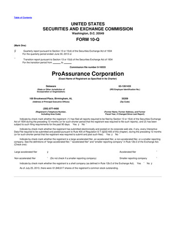 Miniature ProAssurance 10-Q Rapport trimestriel 2013 