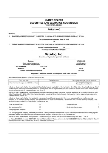 Thumbnail Datadog 10-Q Quarterly Report FY2022 