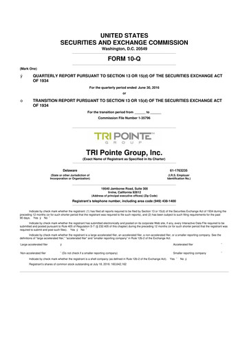Thumbnail Tri Pointe Homes 10-Q Quarterly Report FY2016 