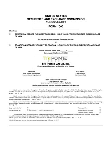 Thumbnail Tri Pointe Homes 10-Q Quarterly Report FY2017 