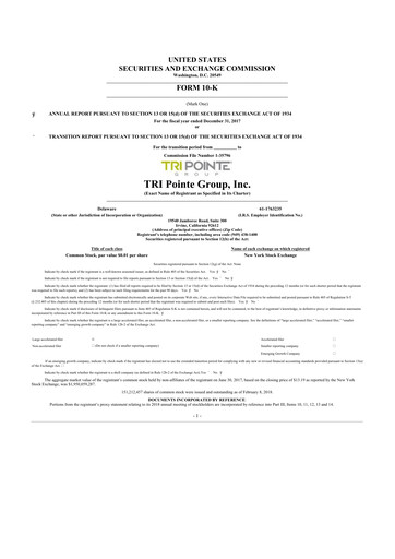 Thumbnail Tri Pointe Homes 10-K Annual Report 2017