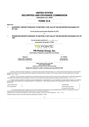Thumbnail Tri Pointe Homes 10-Q Quarterly Report FY2018 