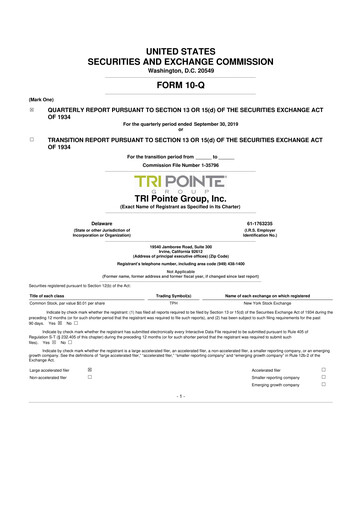 Thumbnail Tri Pointe Homes 10-Q Quarterly Report FY2019 