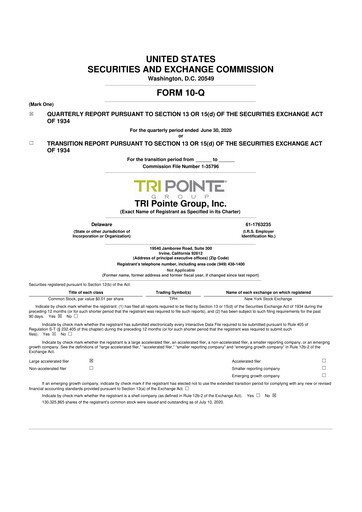 Thumbnail Tri Pointe Homes 10-Q Quarterly Report FY2020 