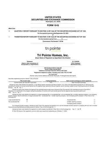 Thumbnail Tri Pointe Homes 10-Q Quarterly Report FY2023 