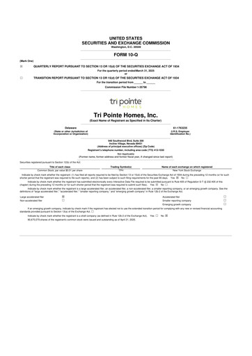 Thumbnail Tri Pointe Homes 10-Q Quarterly Report FY2025 