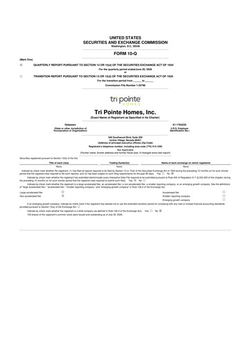Thumbnail Tri Pointe Homes 10-Q Quarterly Report FY2026 