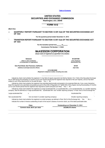 Thumbnail McKesson 10-Q Quarterly Report FY2013 