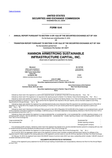 Miniature HASI (HA Sustainable Infrastructure Capita) 10-K Rapport annuel 2018