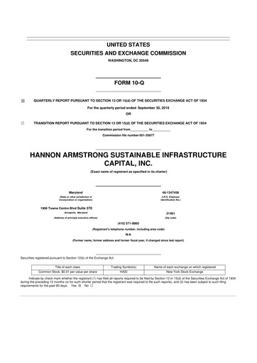 Miniature HASI (HA Sustainable Infrastructure Capita) 10-Q Rapport trimestriel 2019 