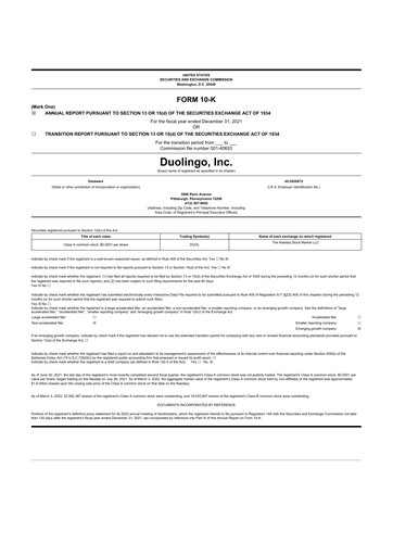 Thumbnail Duolingo 10-K Annual Report 2021