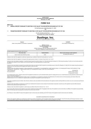 Thumbnail Duolingo 10-K Annual Report 2023