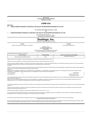 Thumbnail Duolingo 10-K Annual Report 2024