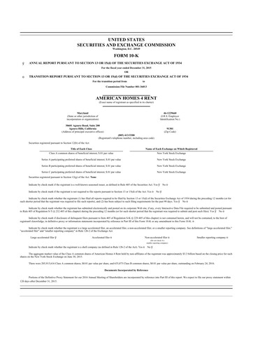 Thumbnail AMH (American Homes 4 Rent)
 10-K Annual Report 2015