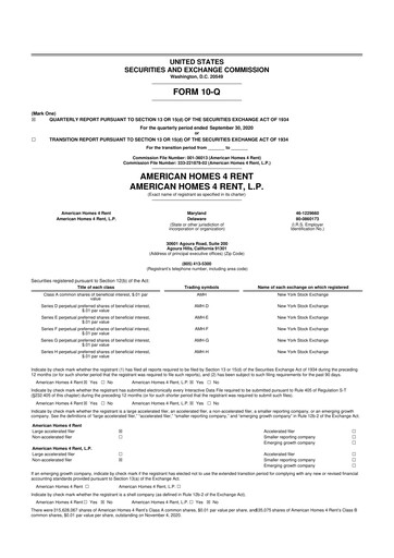 Thumbnail AMH (American Homes 4 Rent)
 10-Q Quarterly Report FY2020 