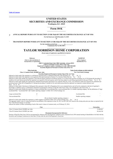 Thumbnail Taylor Morrison
 10-K Annual Report 2015