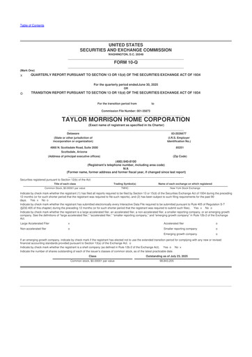 Thumbnail Taylor Morrison
 10-Q Quarterly Report FY2025 